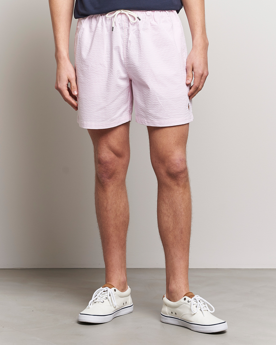 Hombres | Bañadores | Polo Ralph Lauren | Recyceled Traveler Boxer Seersucker Swimshorts Pink/White