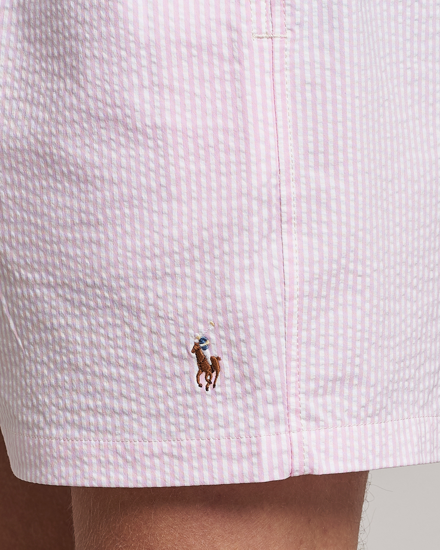 Hombres | Bañadores | Polo Ralph Lauren | Recyceled Traveler Boxer Seersucker Swimshorts Pink/White