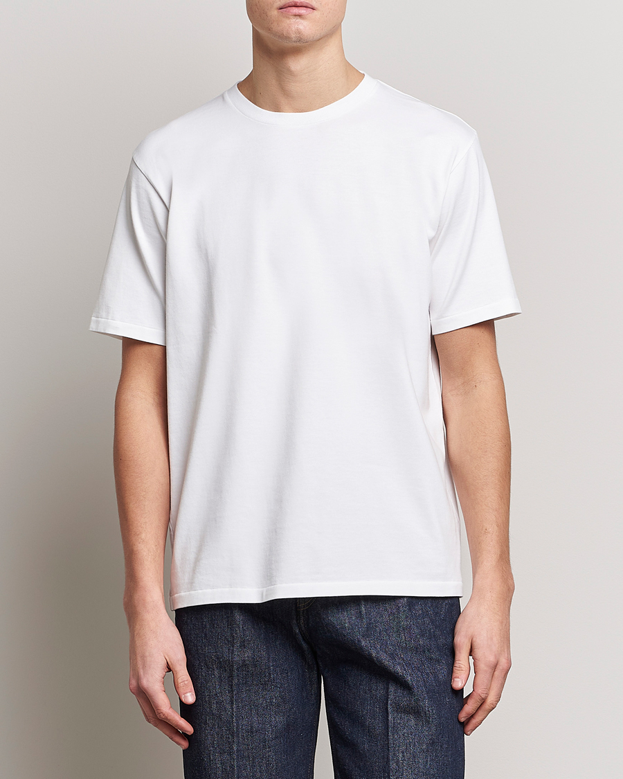 Hombres | Camisetas | Auralee | Luster Plaiting T-Shirt White