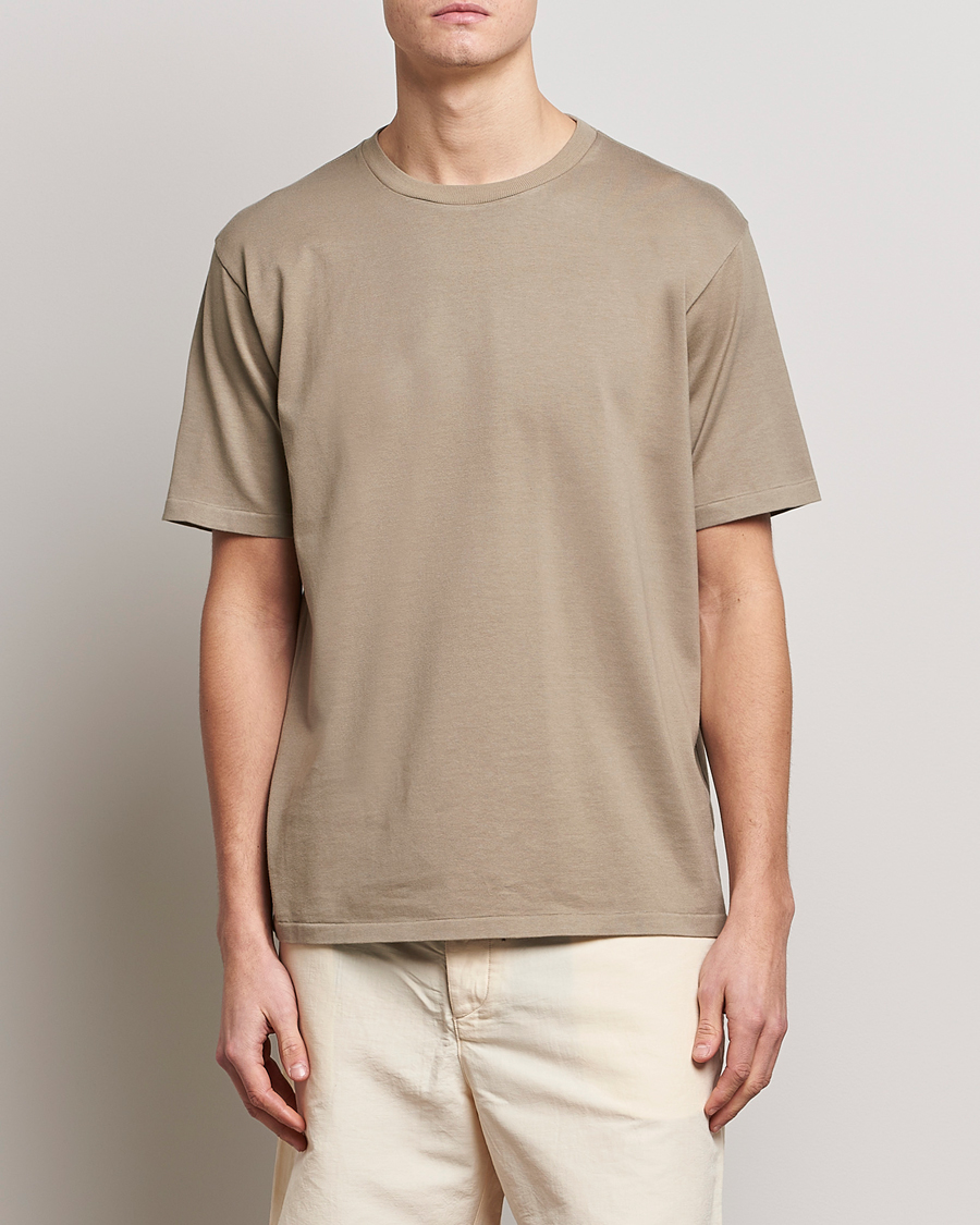Hombres | Camisetas | Auralee | Luster Plaiting T-Shirt Khaki Grey