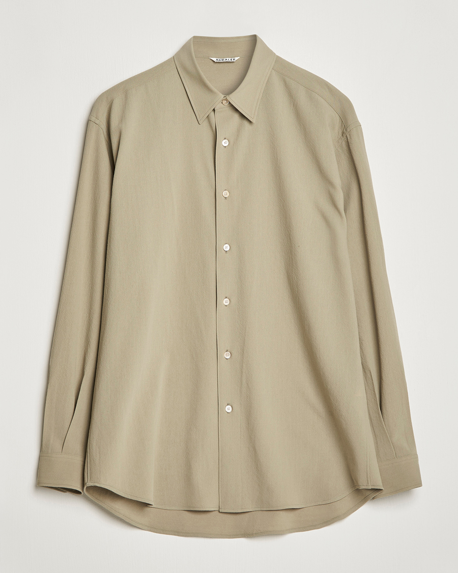 Hombres | Camisas | Auralee | Viyella Wool Shirt Light Khaki