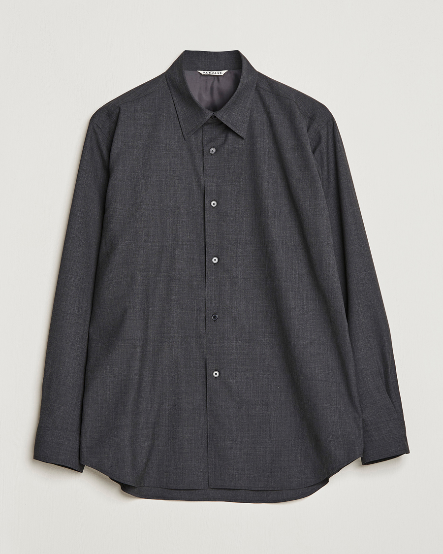 Hombres | Camisas | Auralee | Tropical Wool Shirt Charcoal