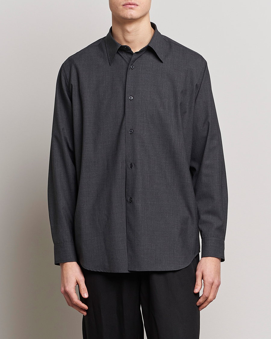 Hombres | Camisas | Auralee | Tropical Wool Shirt Charcoal