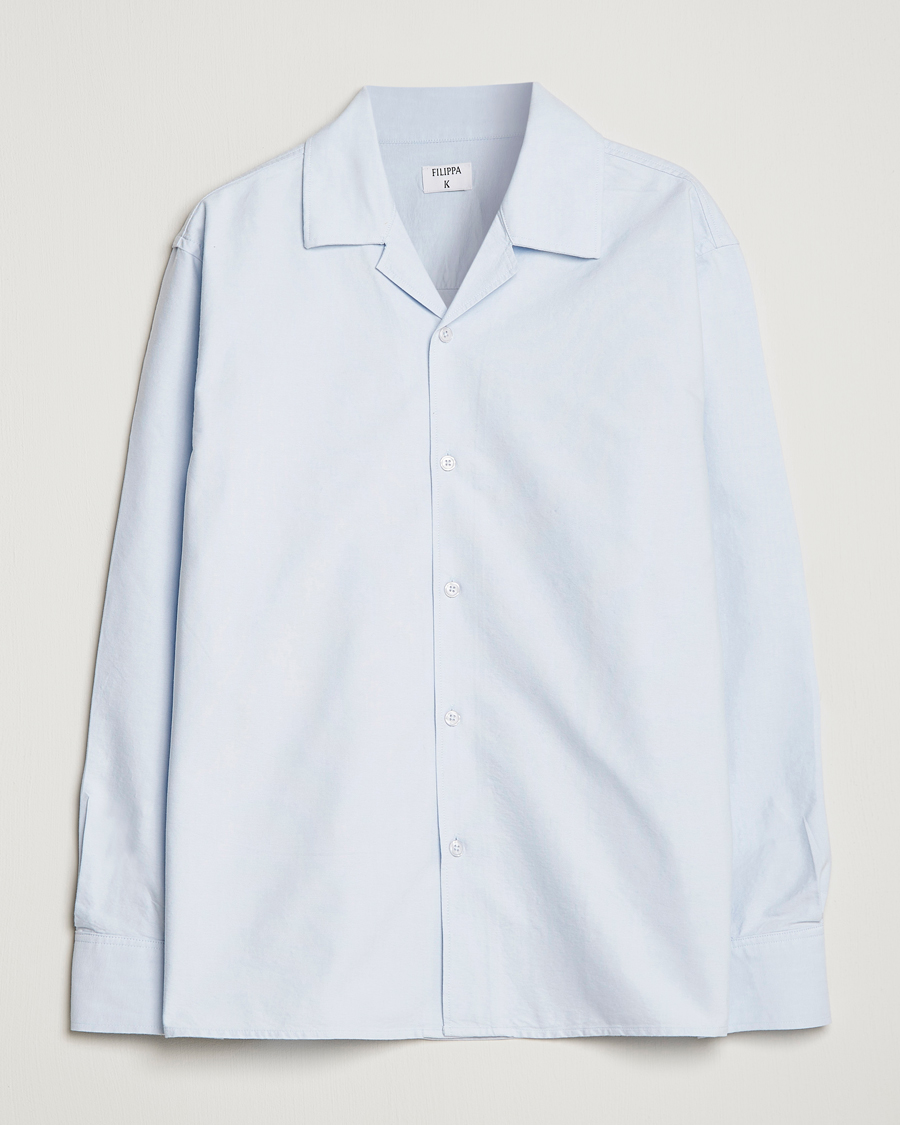 Hombres | Camisas | Filippa K | Oxford Overshirt Ice Blue