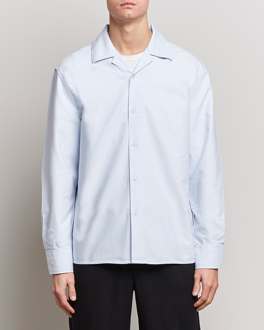 Hombres | Camisas | Filippa K | Oxford Overshirt Ice Blue