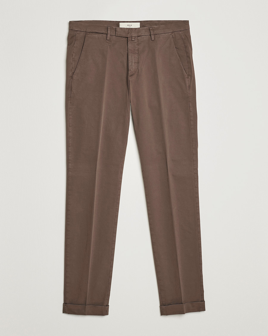Hombres | Pantalones | Briglia 1949 | Slim Fit Cotton Chinos Brown
