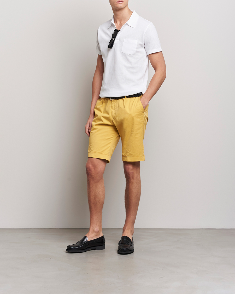 Hombres | Pantalones cortos | Briglia 1949 | Pleated Cotton Shorts Yellow