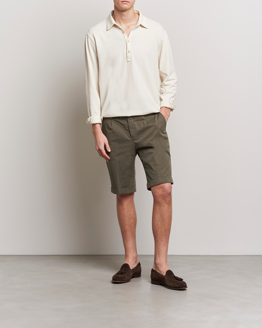 Hombres | Pantalones cortos | Briglia 1949 | Pleated Cotton Shorts Brown