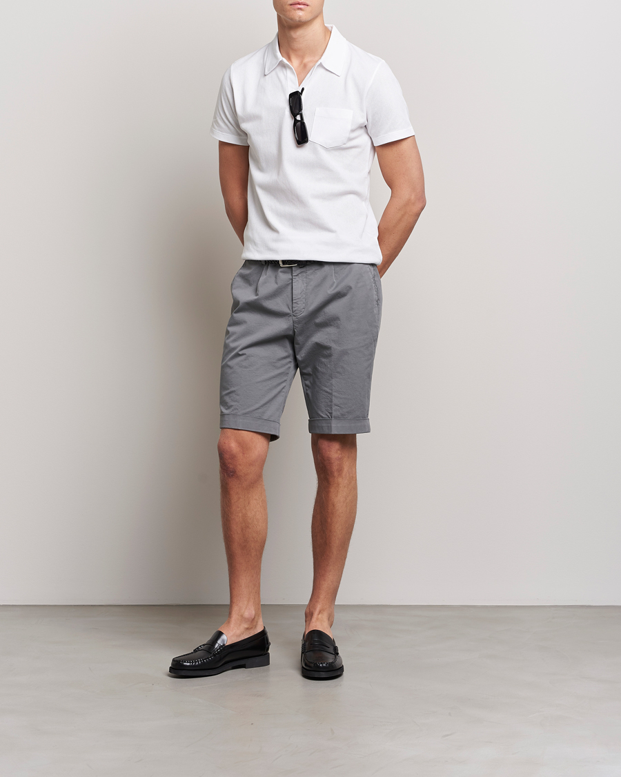 Hombres | Pantalones cortos | Briglia 1949 | Pleated Cotton Shorts Grey