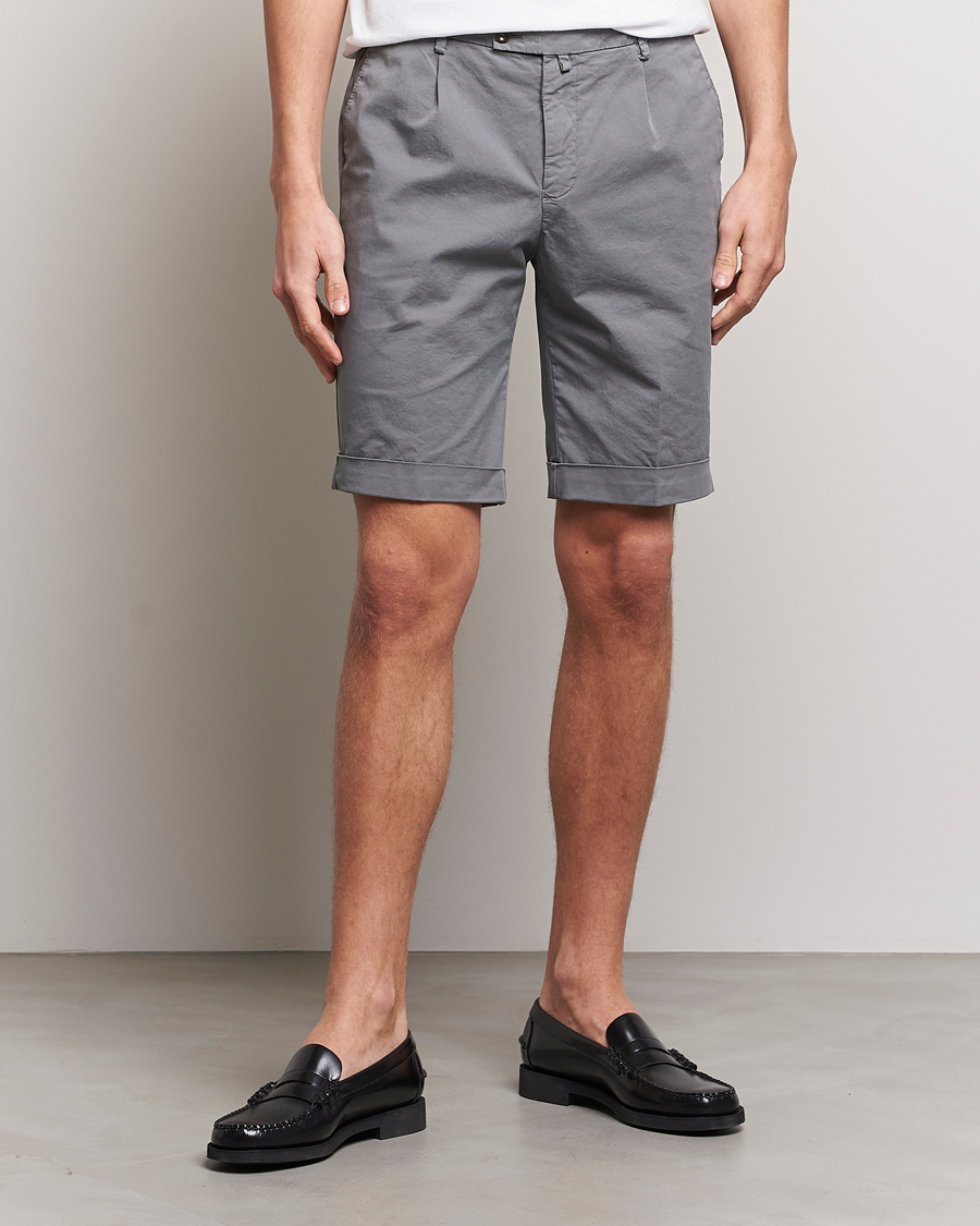 Hombres | Pantalones cortos | Briglia 1949 | Pleated Cotton Shorts Grey