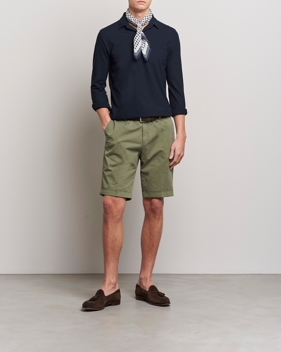 Hombres | Pantalones cortos | Briglia 1949 | Pleated Cotton Shorts Olive
