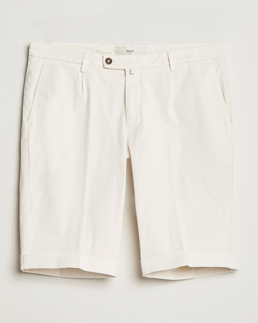 Hombres | Pantalones cortos | Briglia 1949 | Pleated Cotton Shorts Cream