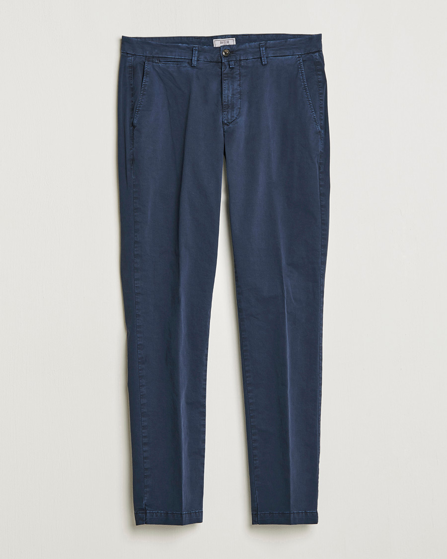 Hombres | Pantalones | Briglia 1949 | Tapered Fit Cotton Twill Stretch Chinos Navy
