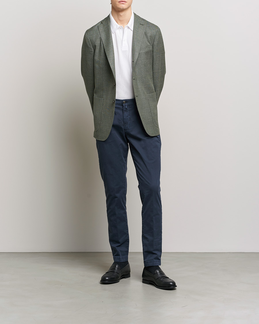 Hombres | Pantalones | Briglia 1949 | Tapered Fit Cotton Twill Stretch Chinos Navy