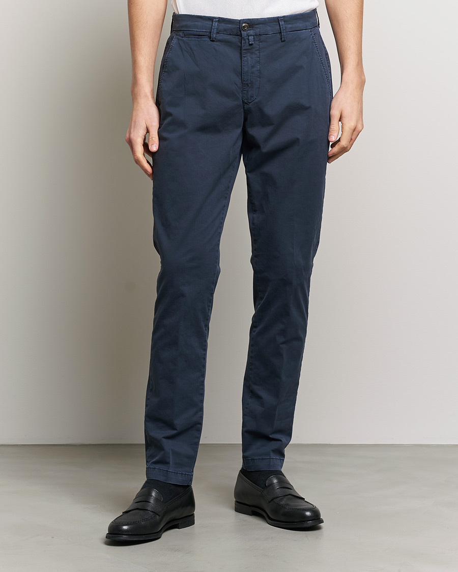 Hombres | Pantalones | Briglia 1949 | Tapered Fit Cotton Twill Stretch Chinos Navy
