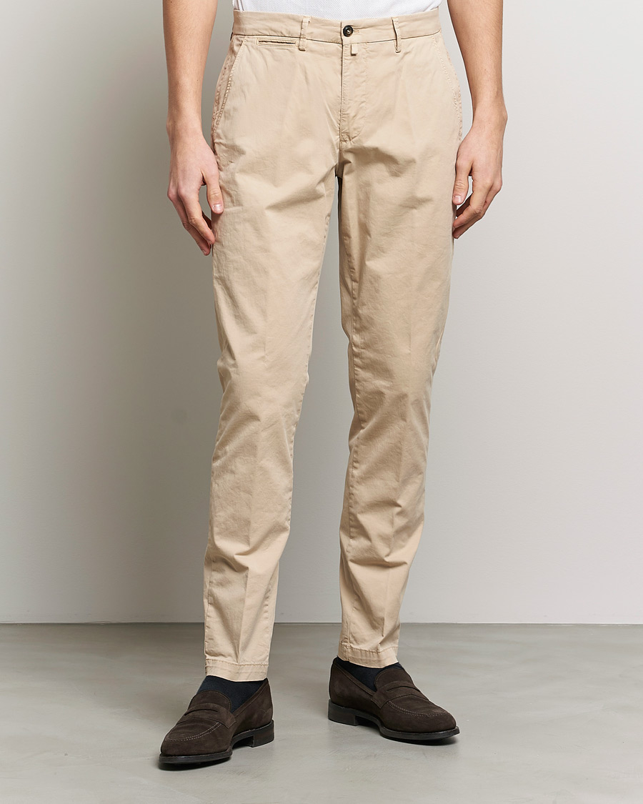 Hombres | Pantalones | Briglia 1949 | Tapered Fit Cotton Twill Stretch Chinos Beige