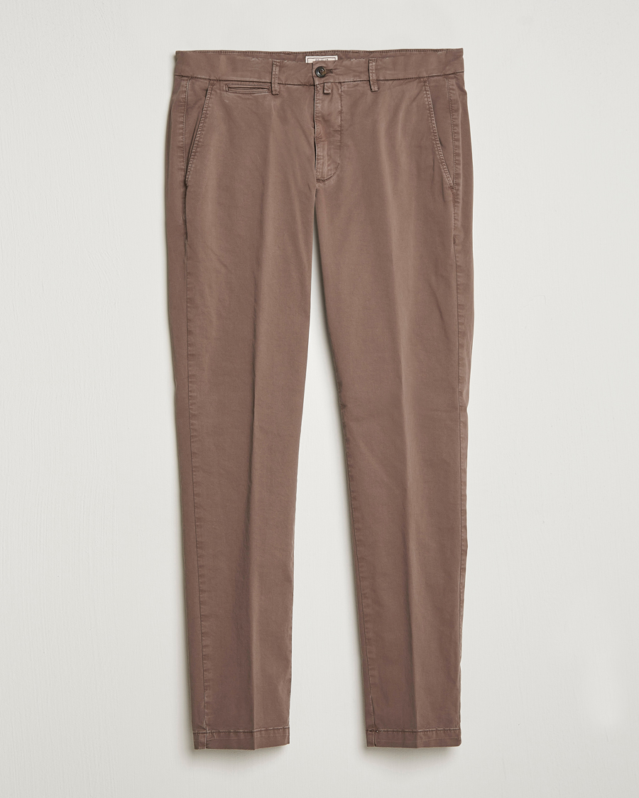 Hombres | Pantalones | Briglia 1949 | Tapered Fit Cotton Twill Stretch Chinos Brown