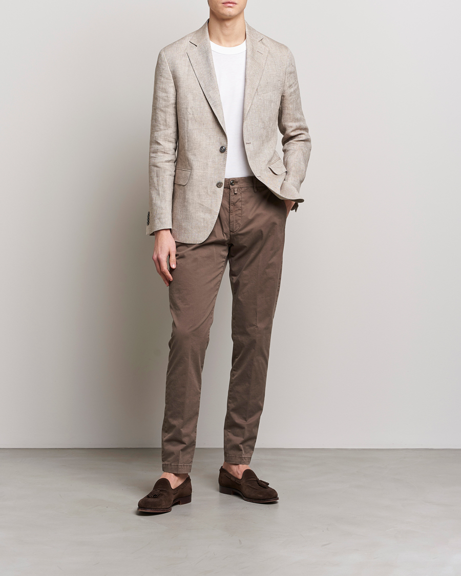 Hombres | Pantalones | Briglia 1949 | Tapered Fit Cotton Twill Stretch Chinos Brown