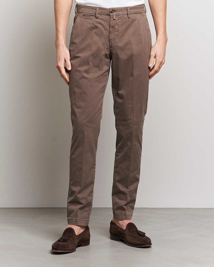 Hombres | Pantalones | Briglia 1949 | Tapered Fit Cotton Twill Stretch Chinos Brown
