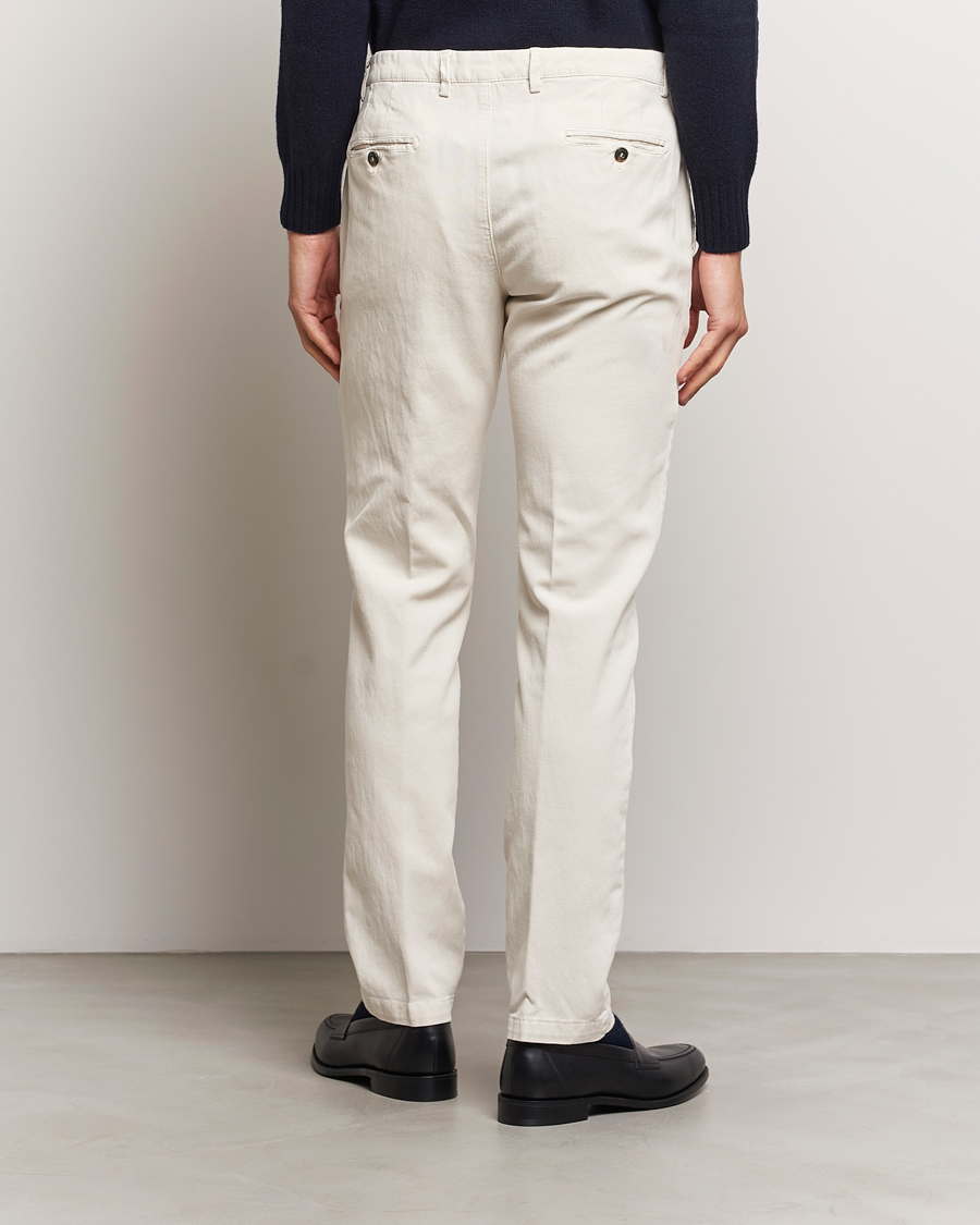 Hombres | Pantalones | Briglia 1949 | Slim Fit Diagonal Cotton Stretch Trousers Cream
