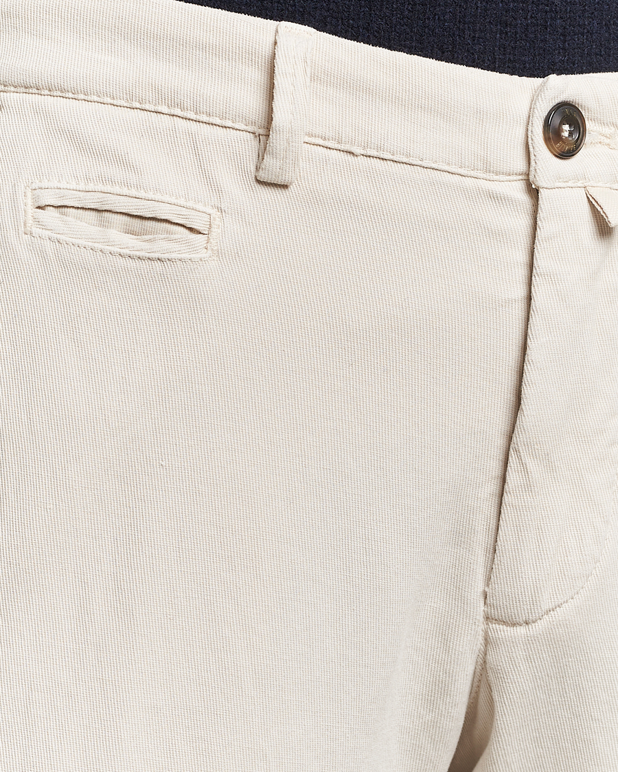 Hombres | Pantalones | Briglia 1949 | Slim Fit Diagonal Cotton Stretch Trousers Cream