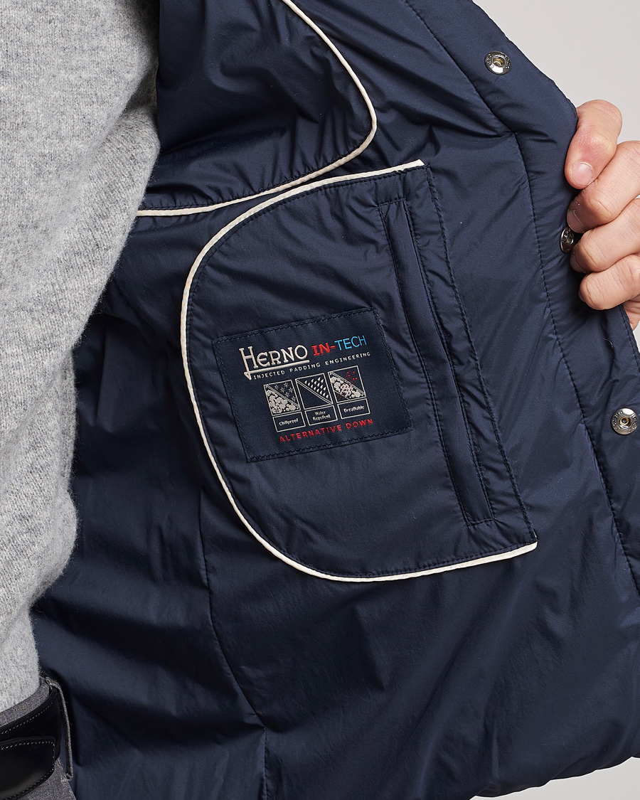 Hombres | Chalecos | Herno | Nuage Matt Nylon Vest Navy