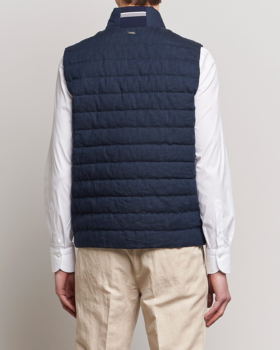 Hombres | Chalecos | Herno | Padded Linen Vest Navy