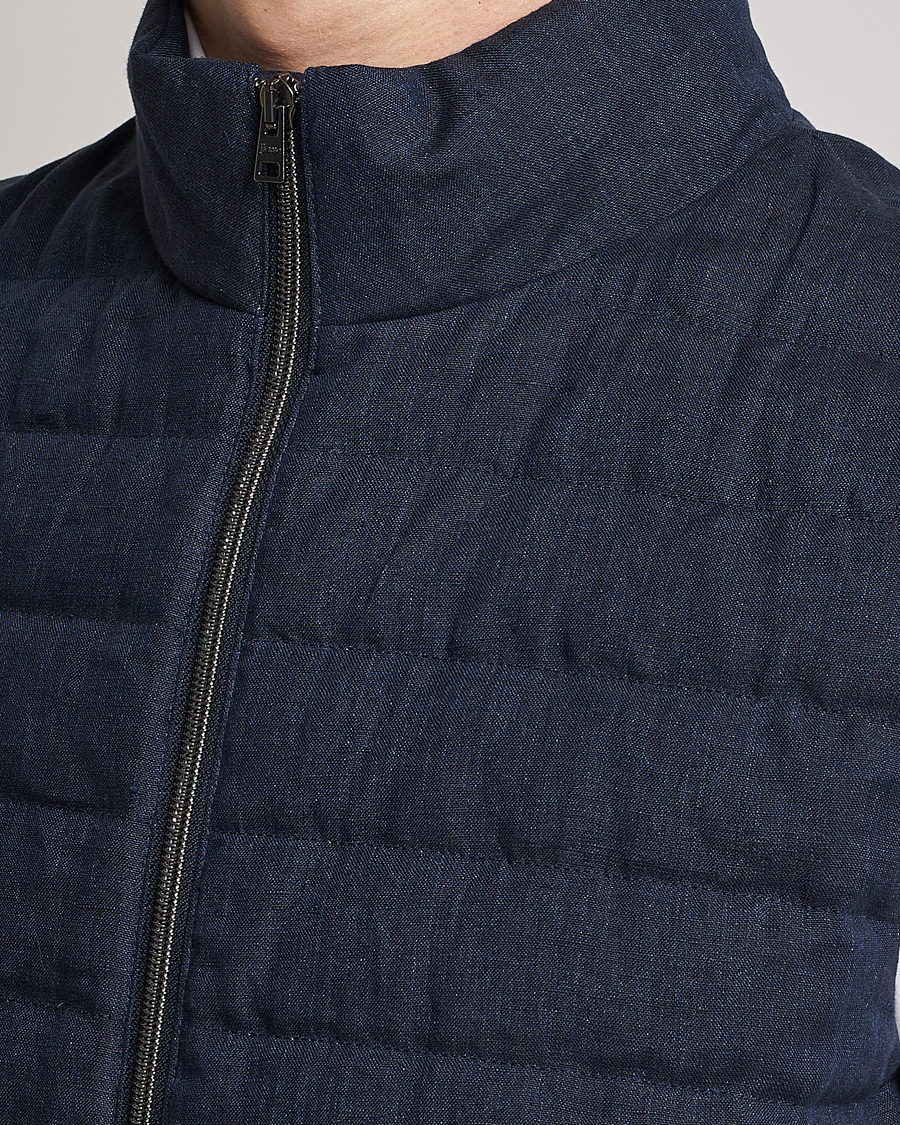 Hombres | Chalecos | Herno | Padded Linen Vest Navy