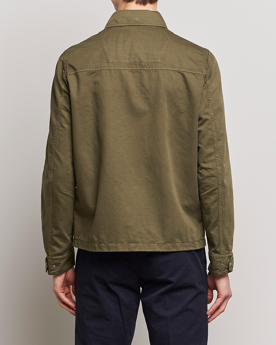 Hombres | Abrigos y chaquetas | Herno | Washed Cotton/Linen Shirt Jacket Army Green