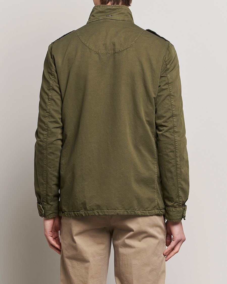 Hombres | Abrigos y chaquetas | Herno | Washed Cotton/Linen Field Jacket Army Green