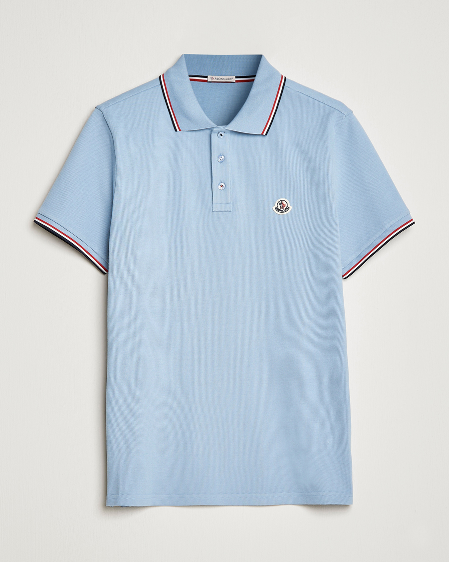 Hombres | Polos | Moncler | Contrast Rib Polo Light Blue