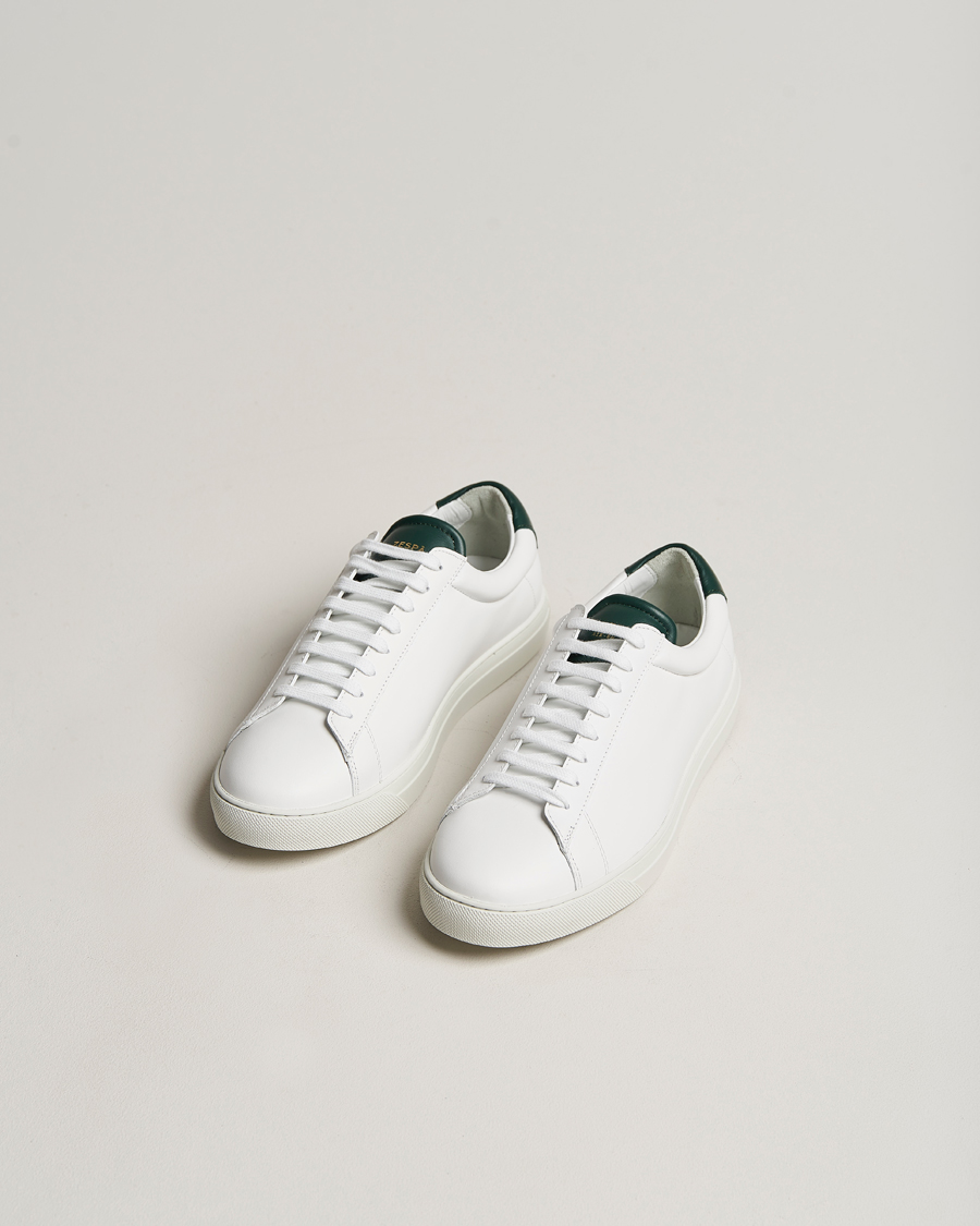 Hombres | Zespà ZSP4 Nappa Leather Sneakers White/Dark Green | Zespà | ZSP4 Nappa Leather Sneakers White/Dark Green