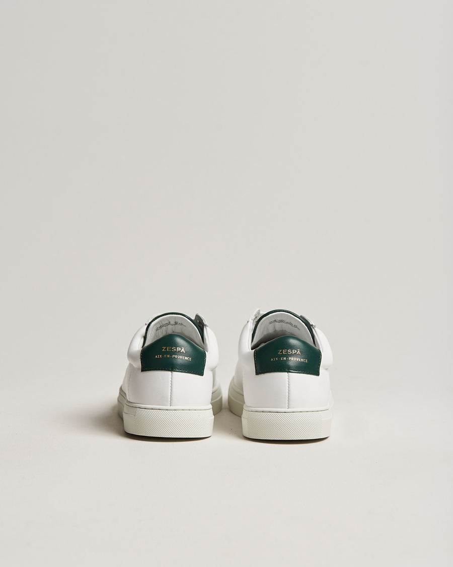 Hombres | Zespà ZSP4 Nappa Leather Sneakers White/Dark Green | Zespà | ZSP4 Nappa Leather Sneakers White/Dark Green