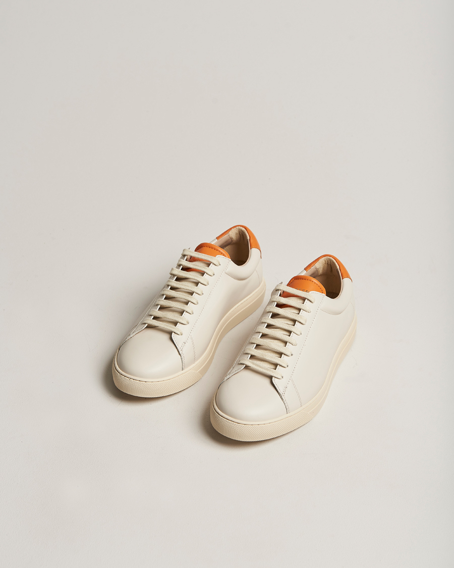 Hombres | Zespà ZSP4 Nappa Leather Sneakers Off White/Pumpkin | Zespà | ZSP4 Nappa Leather Sneakers Off White/Pumpkin