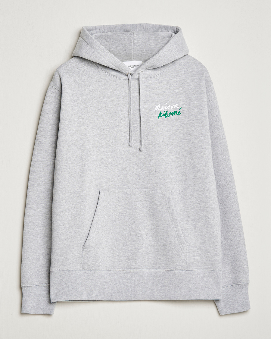 Hombres | Jerséis y prendas de punto | Maison Kitsuné | Mini Handwriting Hoodie Light Grey Melange