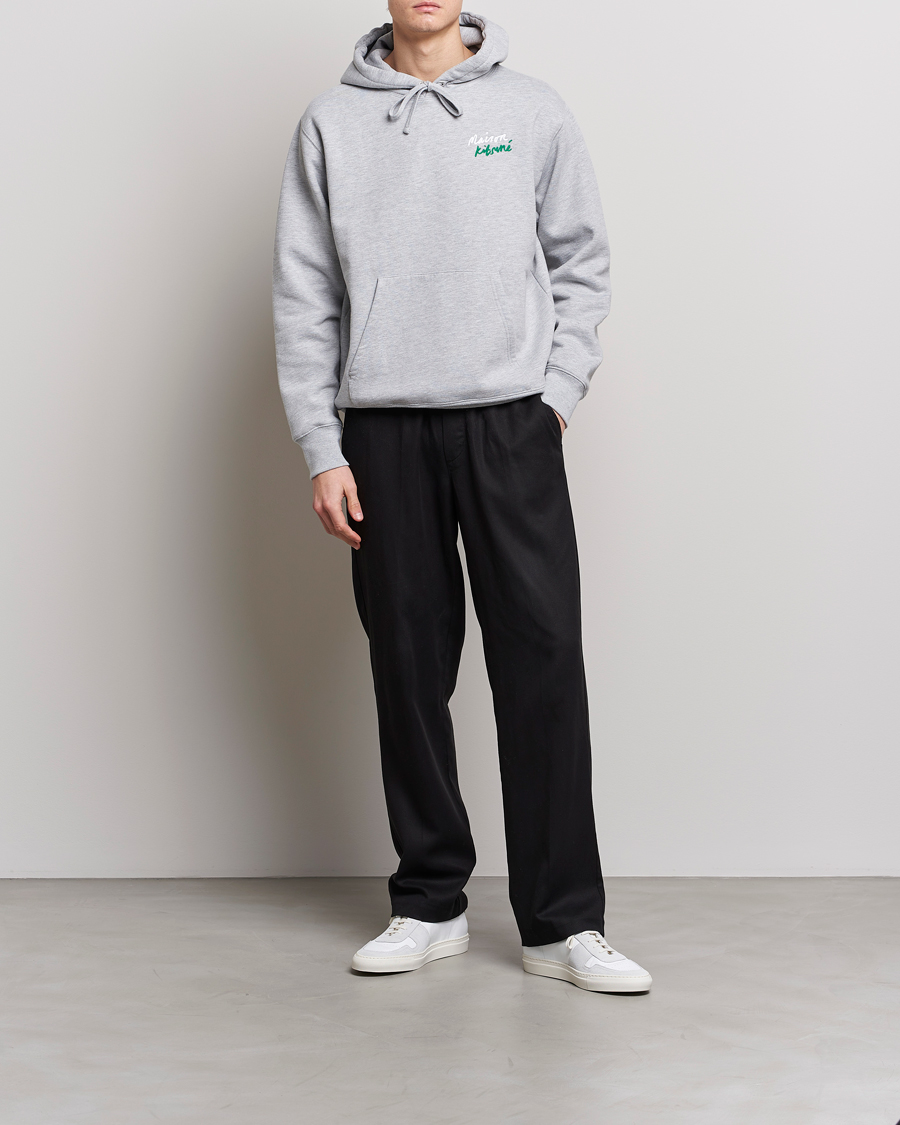 Hombres | Jerséis y prendas de punto | Maison Kitsuné | Mini Handwriting Hoodie Light Grey Melange