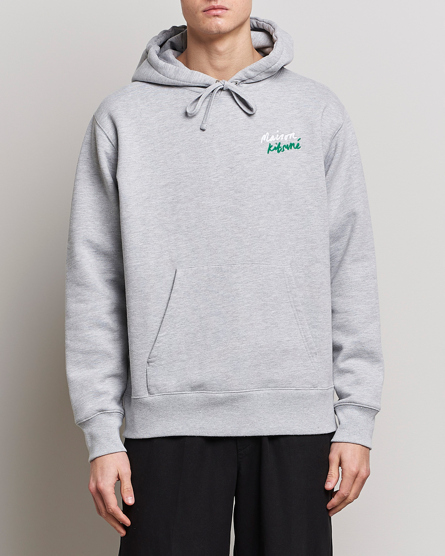 Hombres | Jerséis y prendas de punto | Maison Kitsuné | Mini Handwriting Hoodie Light Grey Melange