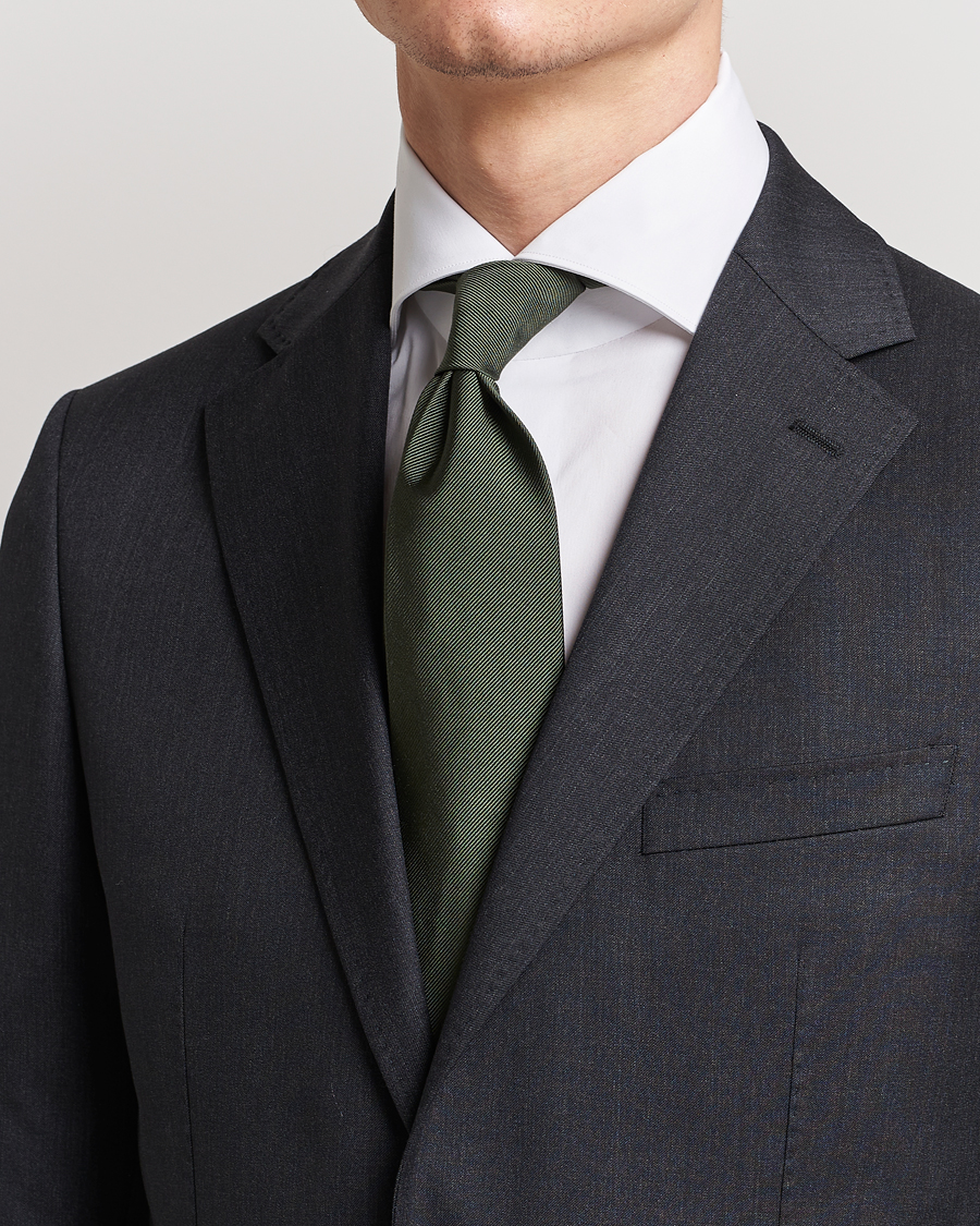 Hombres | Corbatas | Amanda Christensen | Plain Classic Tie 8 cm Olive