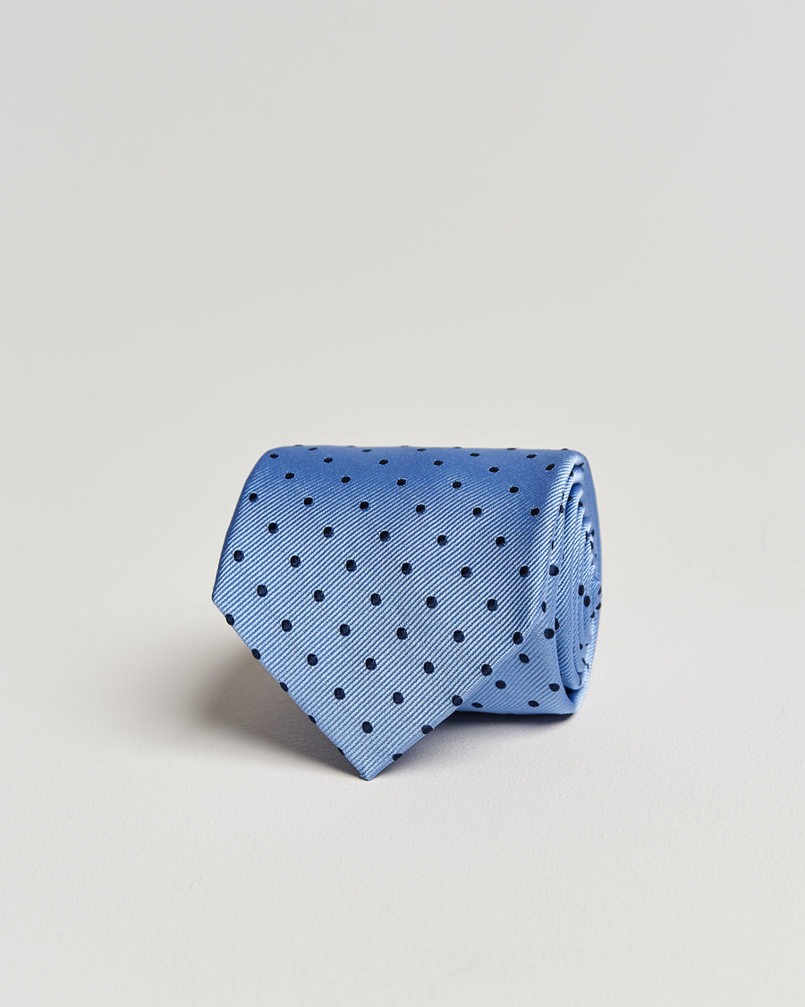 Hombres | Corbatas | Amanda Christensen | Dot Classic Tie 8 cm Sky Blue/Navy