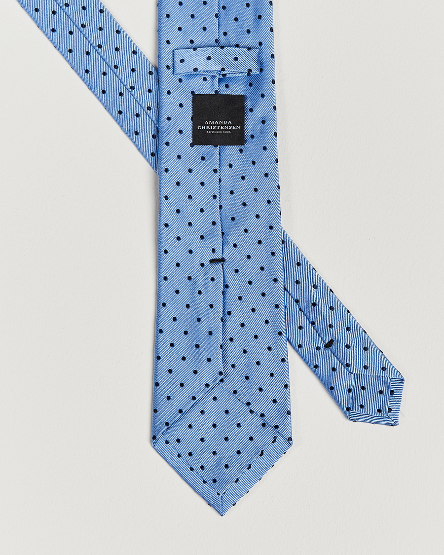 Hombres | Corbatas | Amanda Christensen | Dot Classic Tie 8 cm Sky Blue/Navy