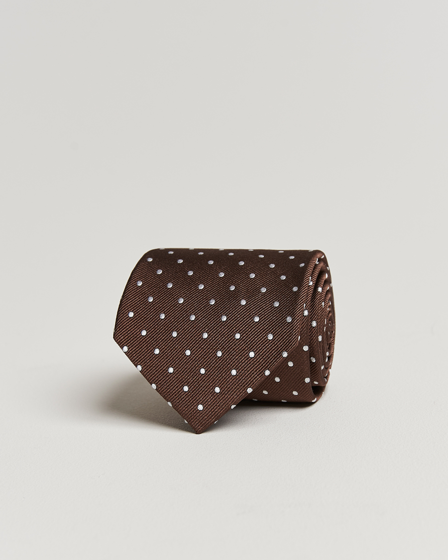 Hombres | Corbatas | Amanda Christensen | Dot Classic Tie 8 cm Brown/White