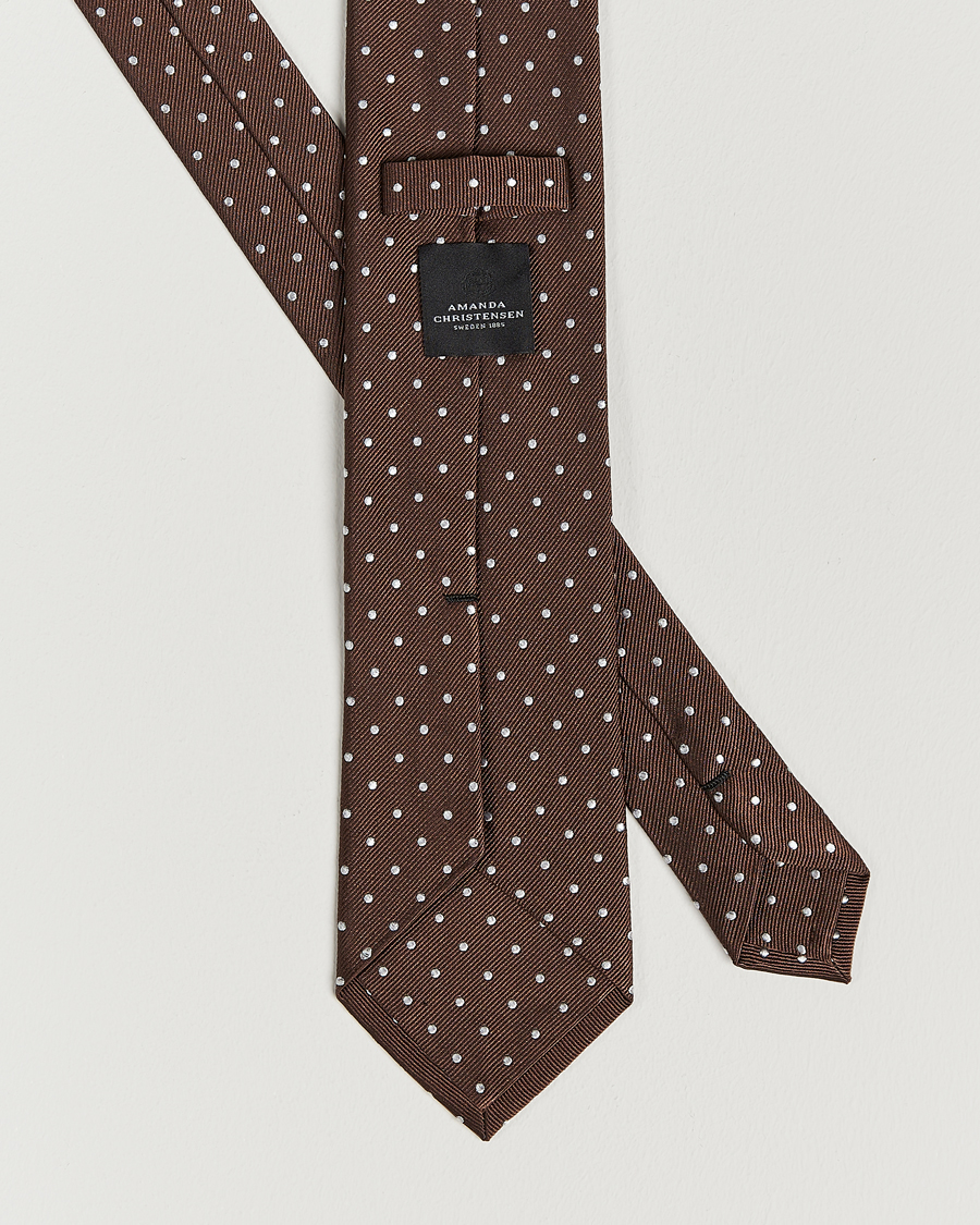 Hombres | Corbatas | Amanda Christensen | Dot Classic Tie 8 cm Brown/White