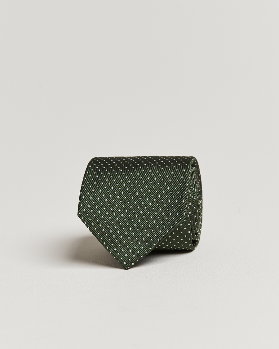 Hombres | Amanda Christensen Micro Dot Classic Tie 8 cm Olive/White | Amanda Christensen | Micro Dot Classic Tie 8 cm Olive/White