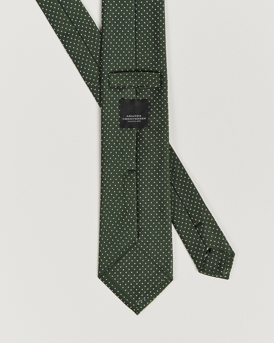 Hombres | Amanda Christensen Micro Dot Classic Tie 8 cm Olive/White | Amanda Christensen | Micro Dot Classic Tie 8 cm Olive/White