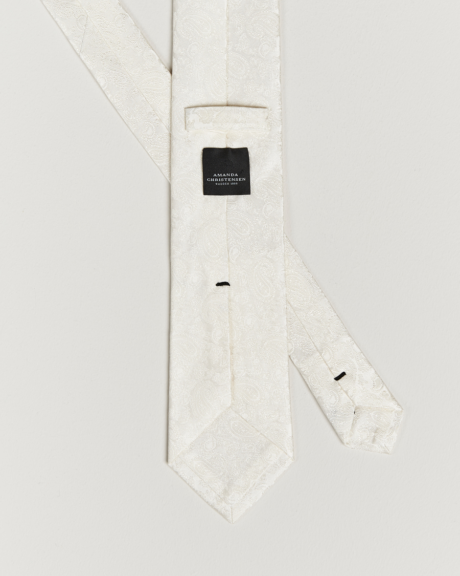 Hombres | Corbatas | Amanda Christensen | Silk Tonal Paisley Tie 8 cm Cream