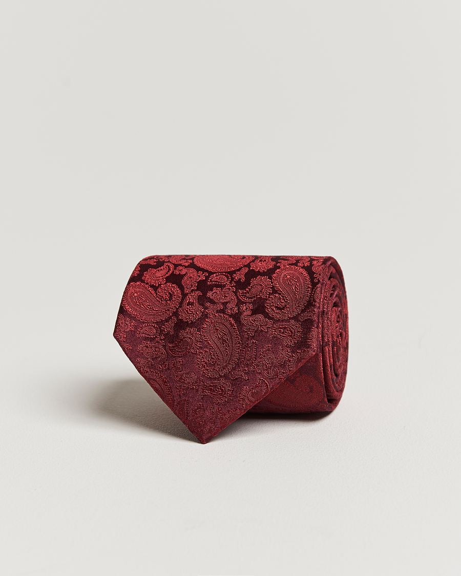 Hombres | Corbatas | Amanda Christensen | Silk Tonal Paisley Tie 8 cm Wine