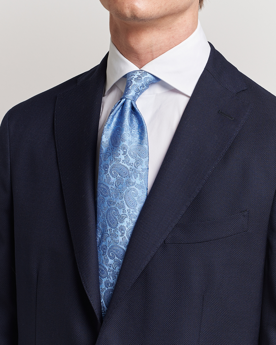 Hombres | Próximamente en stock | Amanda Christensen | Silk Tonal Paisley Tie 8 cm Sky Blue