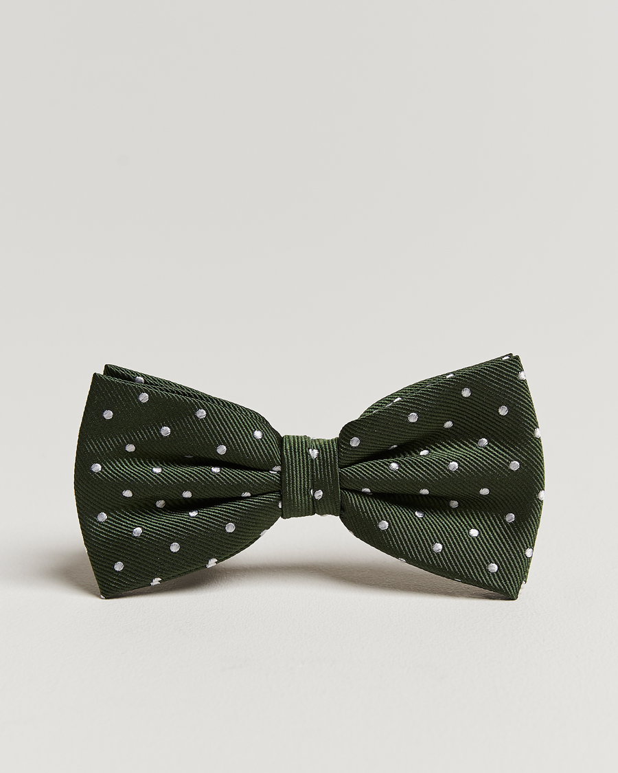 Hombres | Amanda Christensen Dot Pre Tie Silk Olive/White | Amanda Christensen | Dot Pre Tie Silk Olive/White