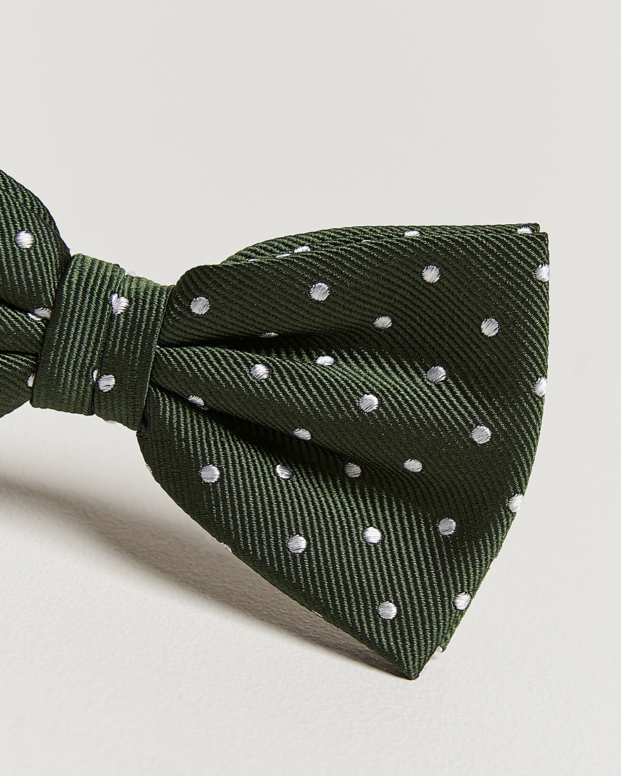 Hombres | Amanda Christensen Dot Pre Tie Silk Olive/White | Amanda Christensen | Dot Pre Tie Silk Olive/White