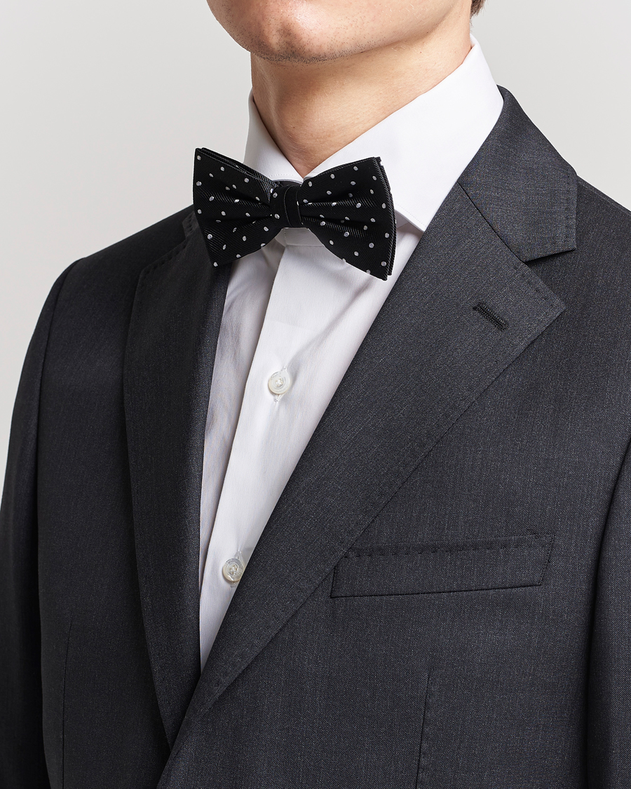 Hombres | Amanda Christensen Dot Pre Tie Silk Black/White | Amanda Christensen | Dot Pre Tie Silk Black/White